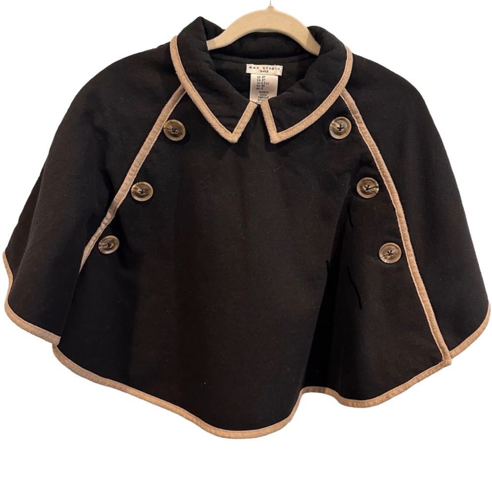 Toddlers Max Studio Black Cape with Tan Trim 3T